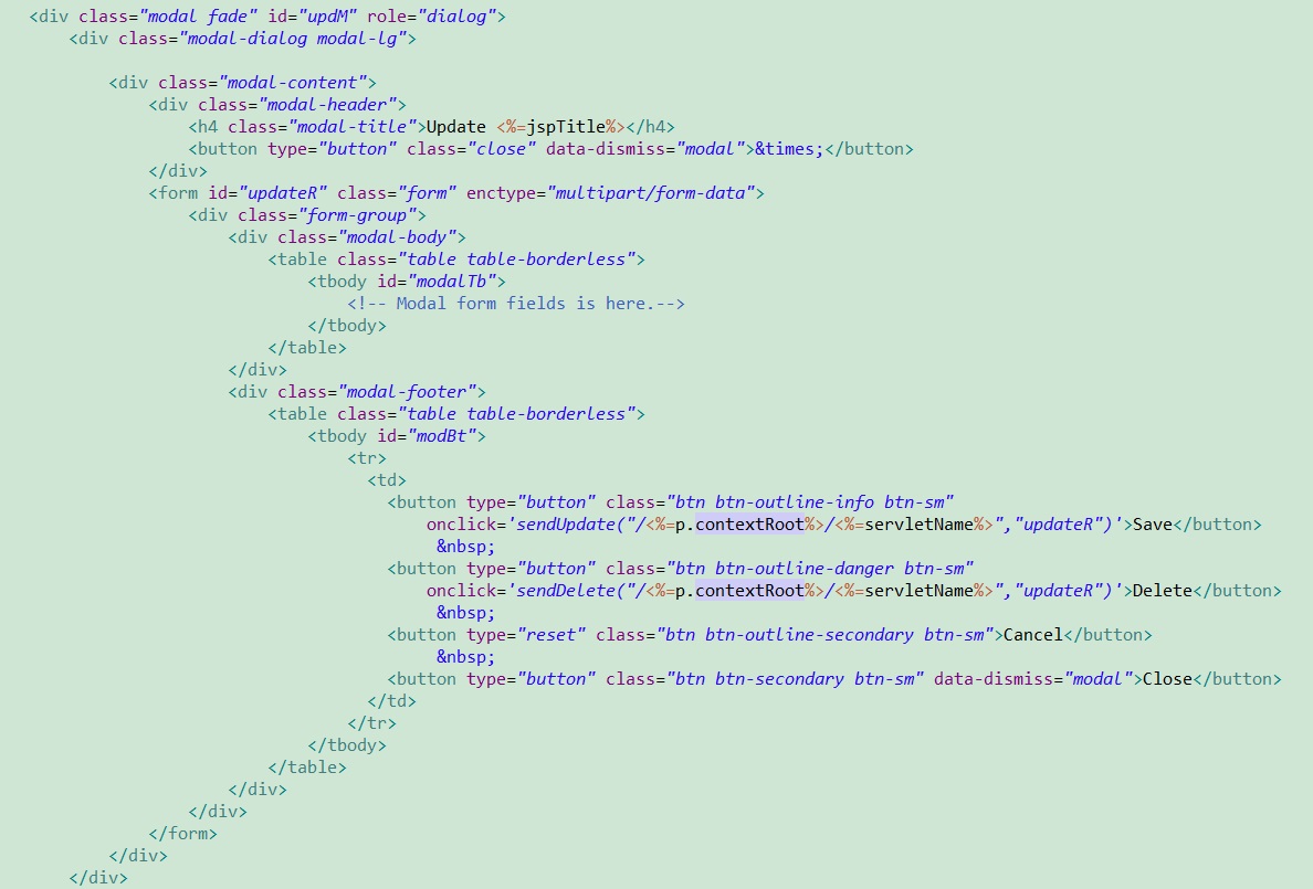 Modal form ayarları