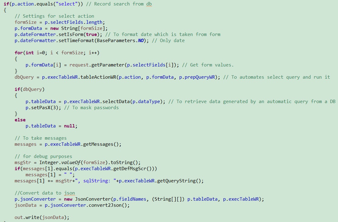 Arama ve JSON geri dönüş