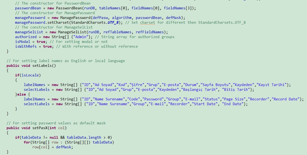 Form parametre tanımları devamı
